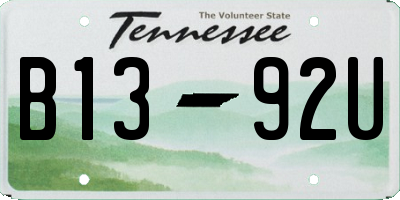 TN license plate B1392U
