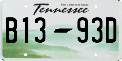 TN license plate B1393D