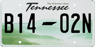TN license plate B1402N