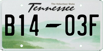 TN license plate B1403F