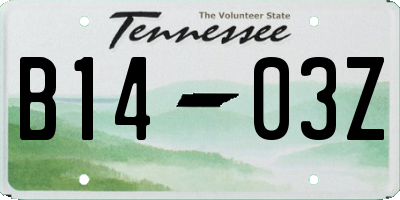 TN license plate B1403Z