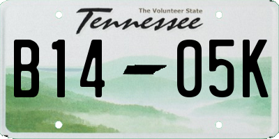 TN license plate B1405K