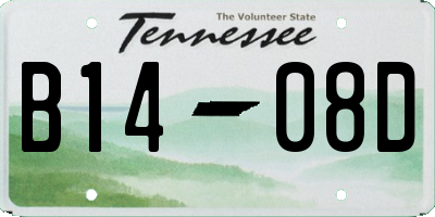 TN license plate B1408D