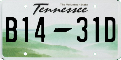 TN license plate B1431D