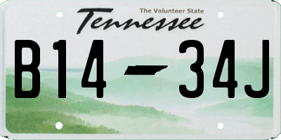 TN license plate B1434J