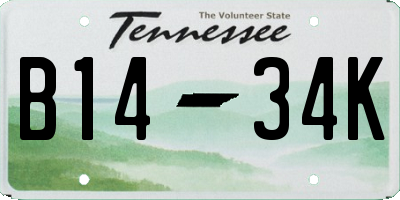 TN license plate B1434K