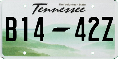TN license plate B1442Z
