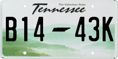 TN license plate B1443K