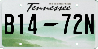 TN license plate B1472N