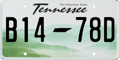 TN license plate B1478D