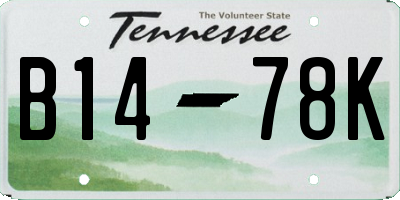 TN license plate B1478K