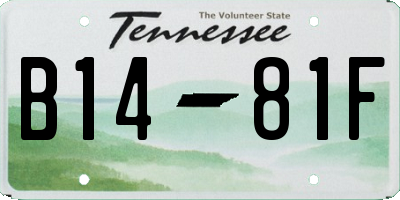 TN license plate B1481F