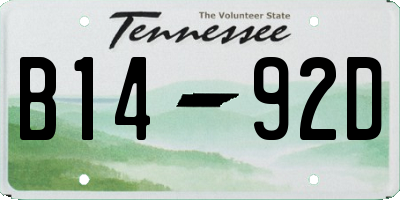 TN license plate B1492D