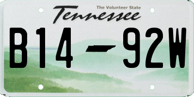 TN license plate B1492W