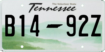 TN license plate B1492Z