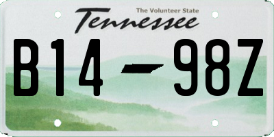 TN license plate B1498Z