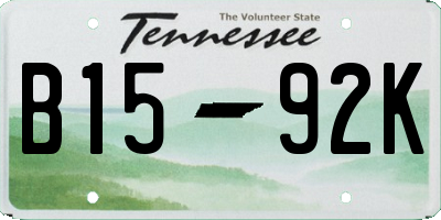 TN license plate B1592K