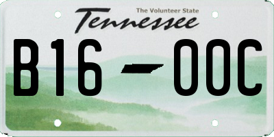TN license plate B1600C