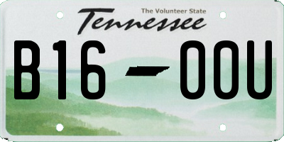 TN license plate B1600U