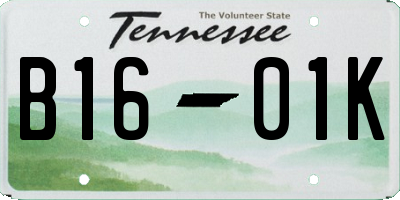TN license plate B1601K