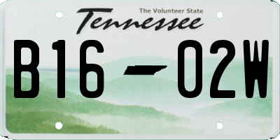 TN license plate B1602W