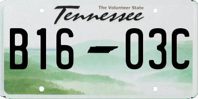 TN license plate B1603C