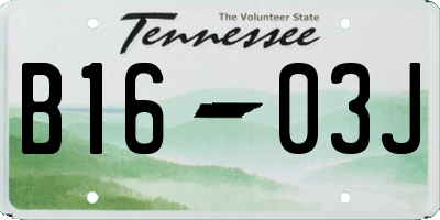 TN license plate B1603J