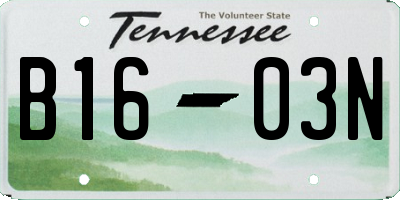 TN license plate B1603N