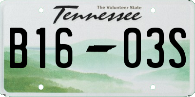 TN license plate B1603S