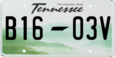 TN license plate B1603V