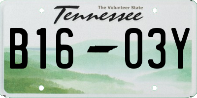 TN license plate B1603Y