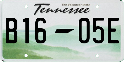 TN license plate B1605E