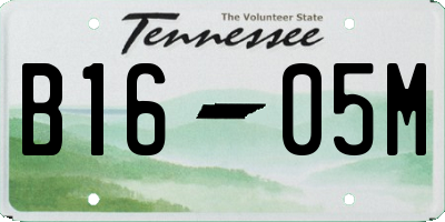 TN license plate B1605M