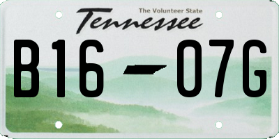 TN license plate B1607G