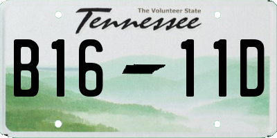 TN license plate B1611D