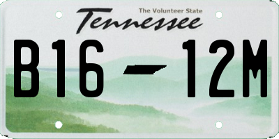TN license plate B1612M