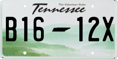 TN license plate B1612X