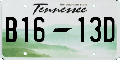 TN license plate B1613D