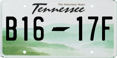TN license plate B1617F