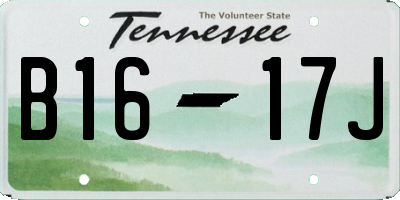 TN license plate B1617J