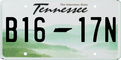 TN license plate B1617N