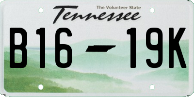TN license plate B1619K