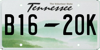 TN license plate B1620K