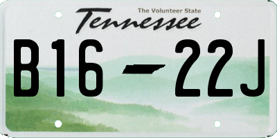 TN license plate B1622J