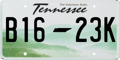 TN license plate B1623K