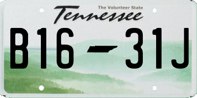 TN license plate B1631J