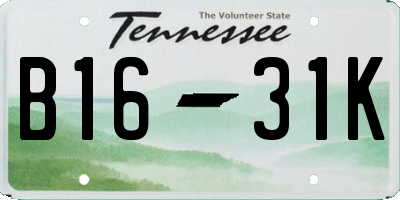 TN license plate B1631K