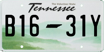 TN license plate B1631Y
