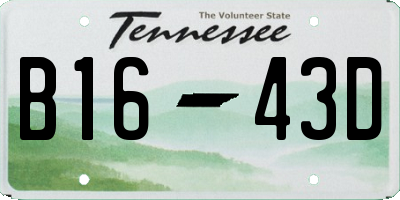 TN license plate B1643D