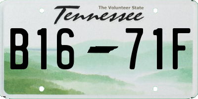TN license plate B1671F